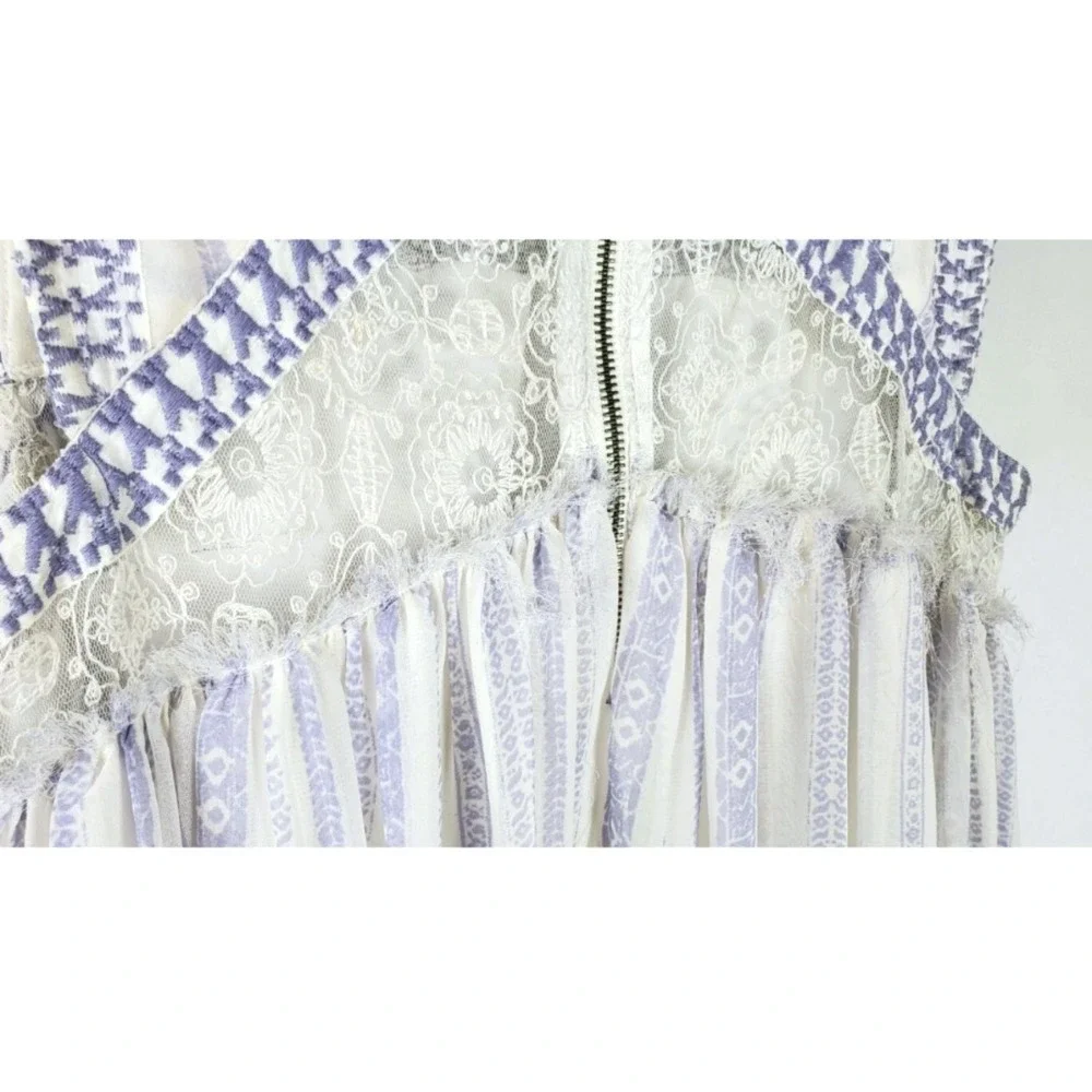 Free People Penny Georgette Babylon Dress Small Lavender Embroidered Lace Beaded